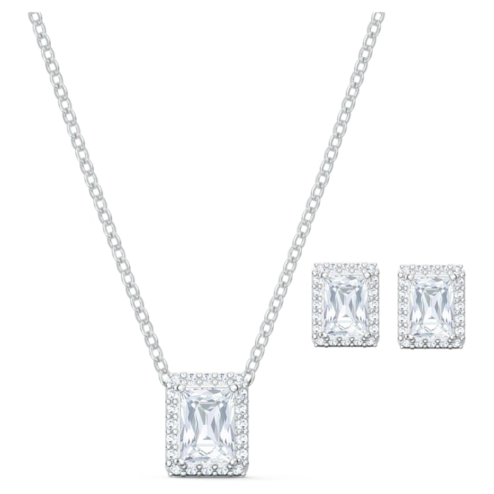 Swarovski Angelic Pendant Necklace and Stud Pierced Earring Set with Clear Crystals on a Rhodium Plated Setting 5579842