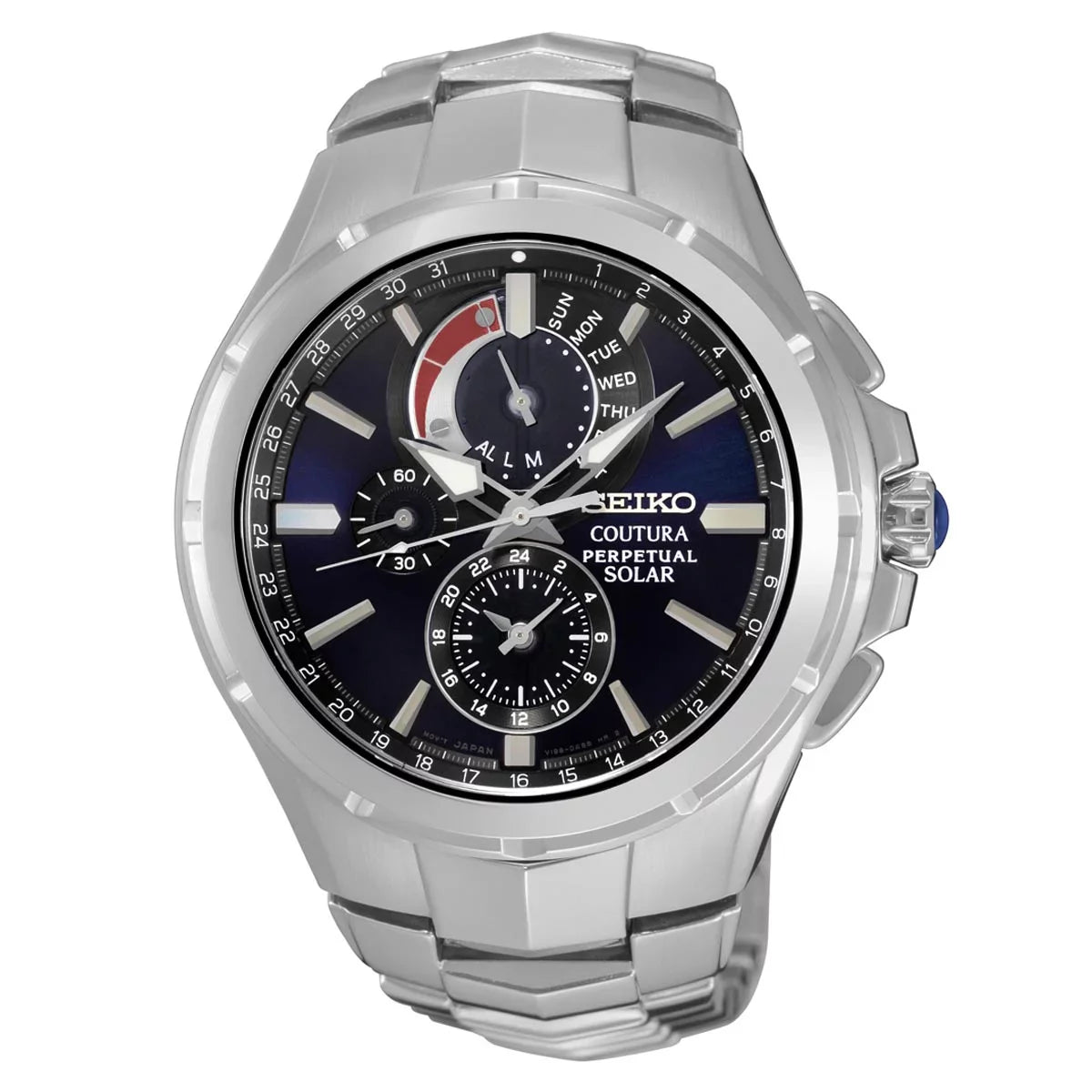 Seiko Men's SSC375 Coutura Solar Perpetual Chronograph Quartz Stainless