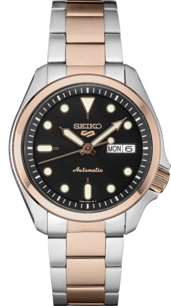 Seiko 5 Sports Automatic 100m 2 Tone Rose Gold Watch SRPE58