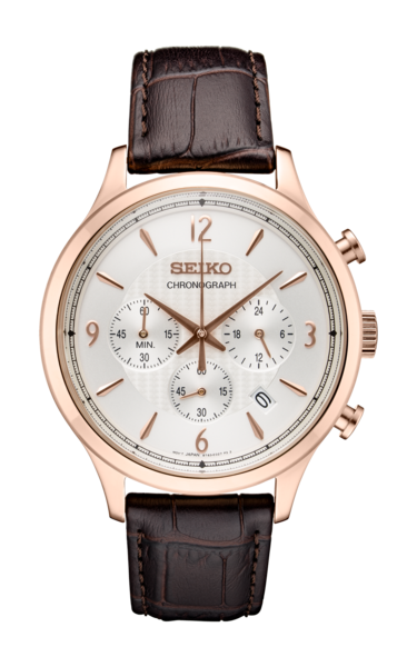 Seiko Men's Stainless Steel Japanese Quartz Leather Calfskin Strap, Brown, 0 Casual Watch (Model: SSB342)