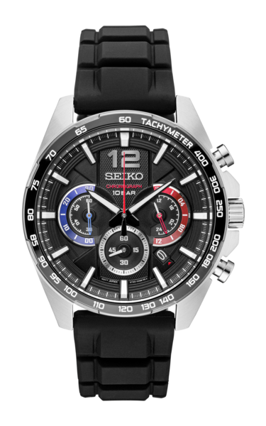 Seiko Men's Stainless Steel Japanese Quartz Silicone Strap, Black, Casual Watch (Model: SSB347)