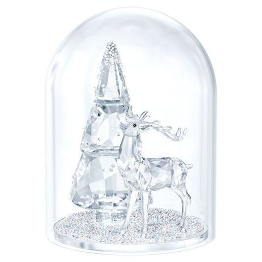 SWAROVSKI Bell Jar - Pine Tree & Stag Christmas Décor, Clear 5403173