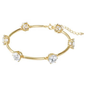 Constella bracelet, White, Gold-tone plated