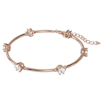 Constella bangle, White, Rose-gold tone plated