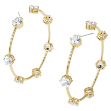 Constella hoop earrings, White, Gold-tone plated