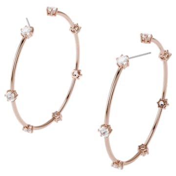 Constella hoop earrings, White, Rose-gold tone plated