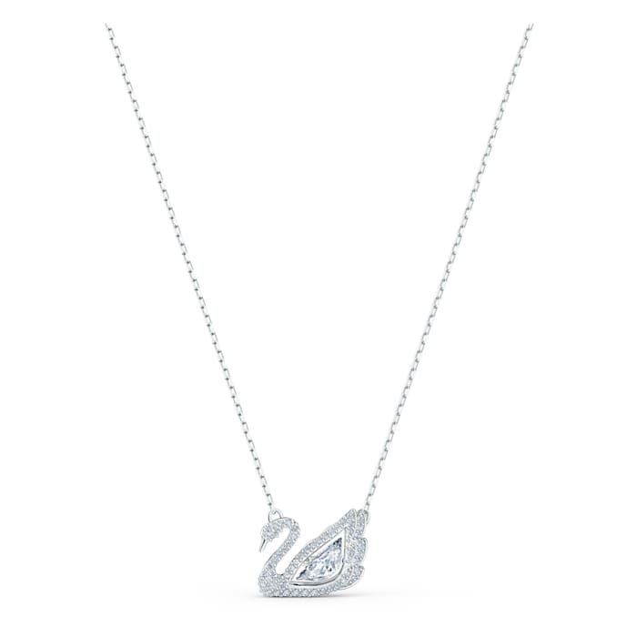 Dancing Swan Necklace, White, Rhodium plated 5514421