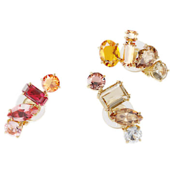 Gema clip earrings, Asymmetrical, Multicolored, Gold-tone plated