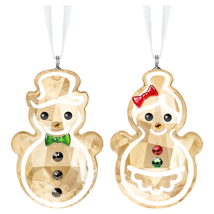 SWAROVSKI Gingerbread Snowman Couple Crystal Ornament Pair, 1.75 x 1" 5464885