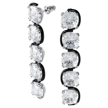 Harmonia drop earrings, Cushion cut floating crystals, White, Mixed metal finish