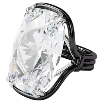 Harmonia ring, Oversized floating crystal, White, Mixed metal finish