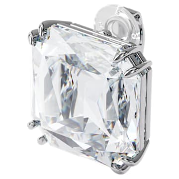 Mesmera earring, Square cut crystal, White, Rhodium plated