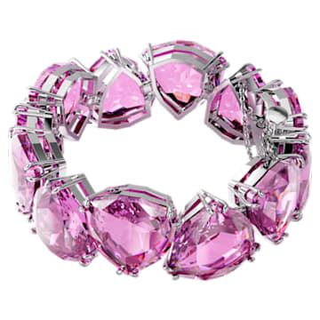 Millenia bracelet, Triangle cut crystals, Pink, Rhodium plated