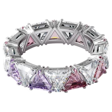 Millenia cocktail ring, Triangle cut crystals, Purple, Rhodium plated