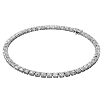 Millenia necklace, Square cut Swarovski zirconia and crystal, White, Rhodium plated