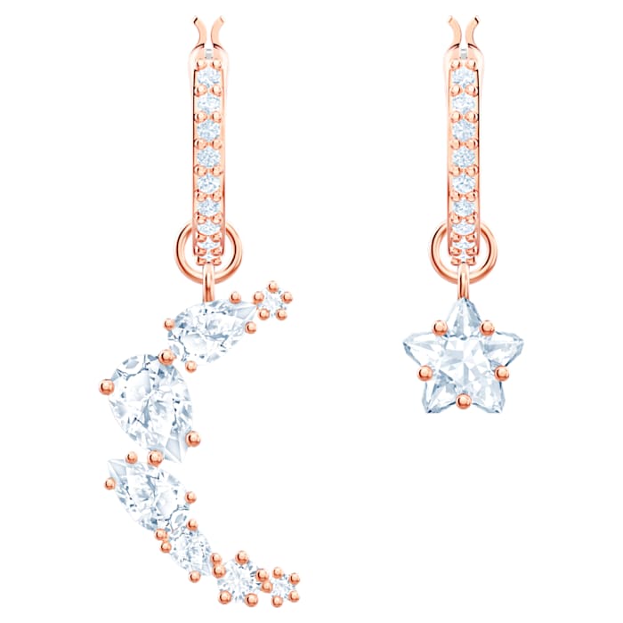 Swarovski Crystal Authentic Limited Edition Penélope Cruz Moonsun Rose Gold Plated White Moon Pierced Earrings 5486354