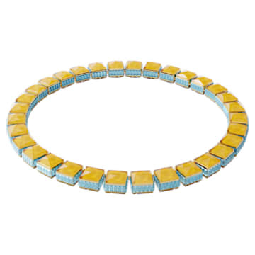 Orbita necklace, Square cut crystal, Multicolored, Gold-tone plated