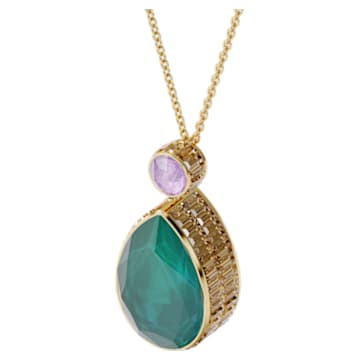 Orbita necklace, Drop cut crystal, Multicolored, Gold-tone plated