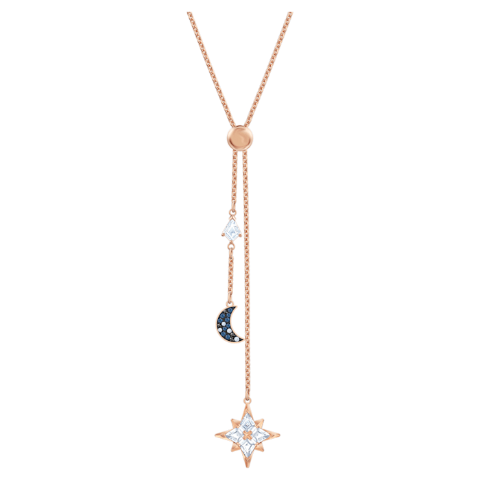 Davitu Pendant Necklaces - Mulier 2019 SWA New Symbolic Y-Necklace Moon and Stars Crystal Rose Gold Necklace Romantic Luxury Jewelry 5494357 - (Length: 42cm)